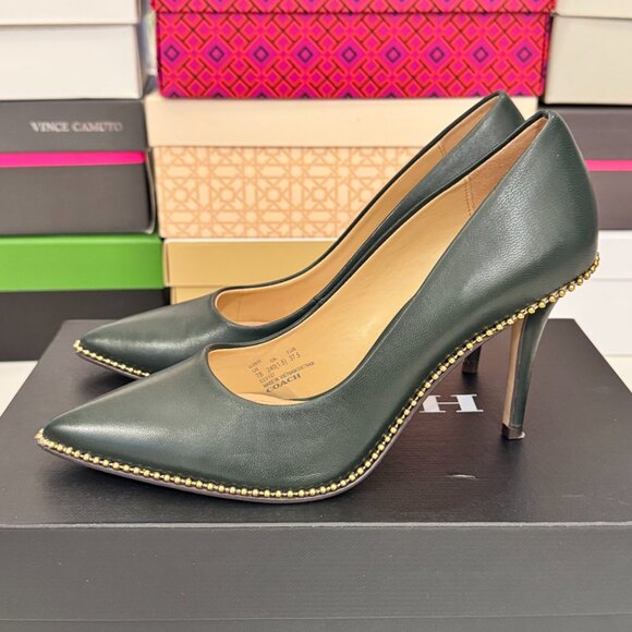 Like New Coach Waverly Pump with Beadchain Amazon Green - Picture 5 of 13